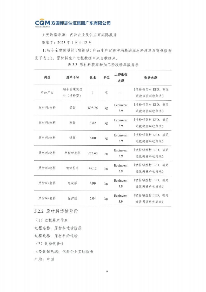 11鋁合金建筑型材（噴粉型）產(chǎn)品Ⅲ型環(huán)境聲明評價(jià)報(bào)告-方圓蓋章(圖15)